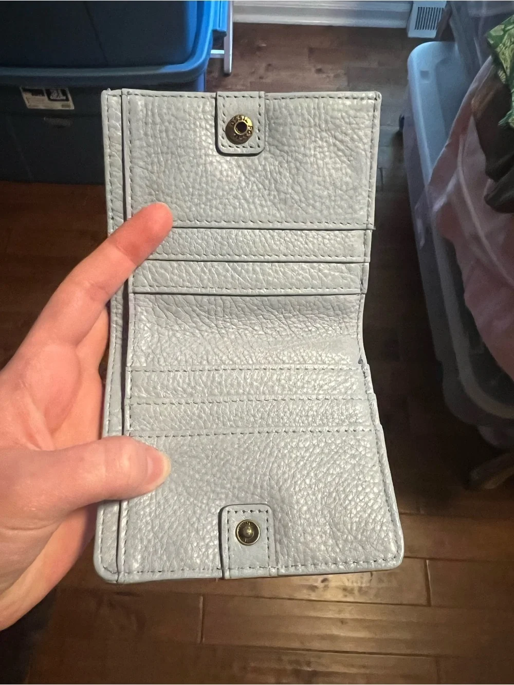 Fossil Small Pebbled Leather Wallet in Pale Blue with Gold Zip